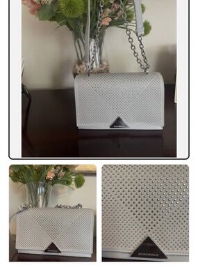 Emporio Armani gray and silver chain shoulder bag NWT With Silver rhinestones